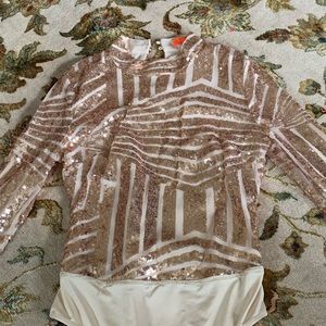Gold Sequined Long Sleeve Bodysuit